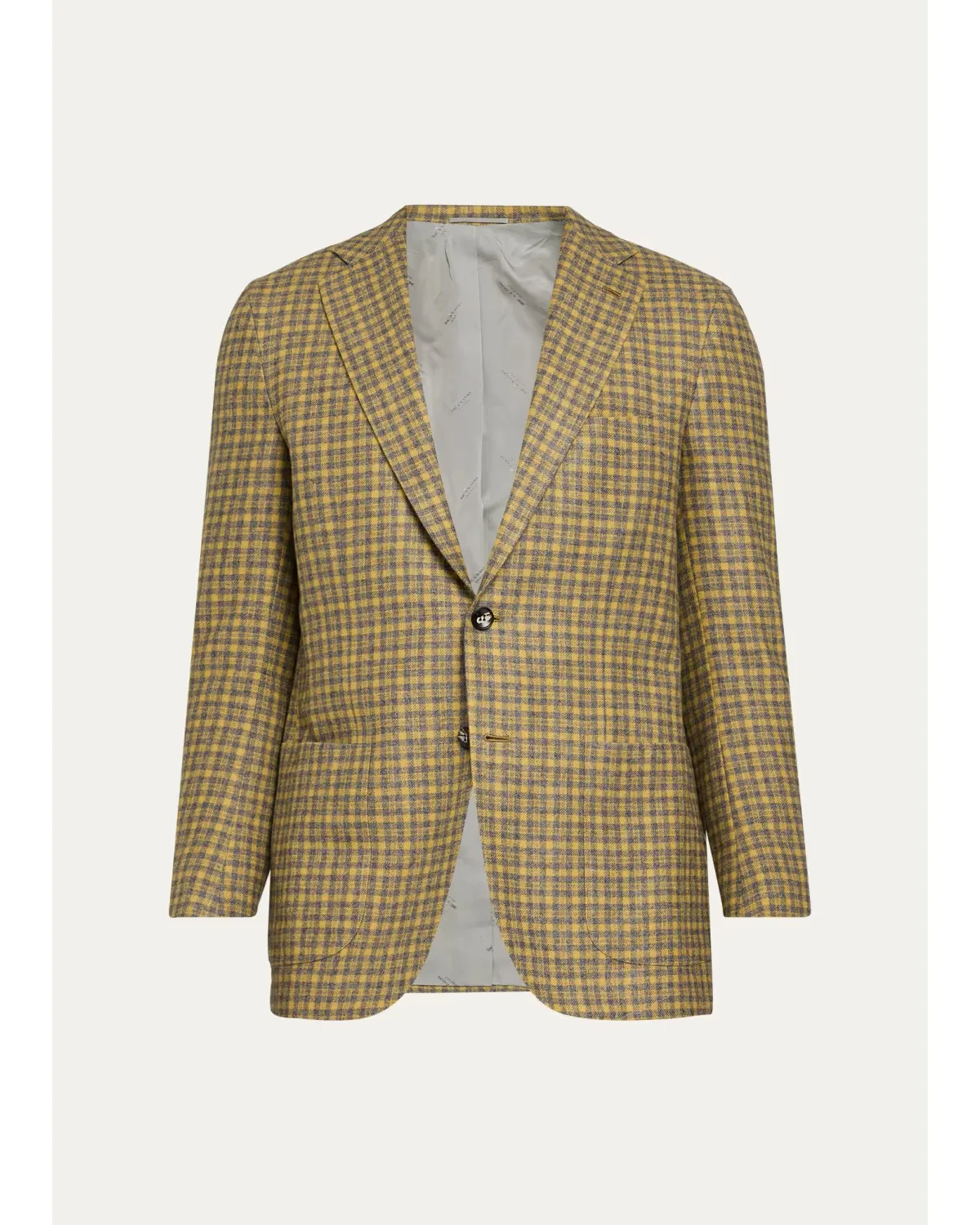 Cashmere Micro-Plaid Single-Breasted Sport Coat by Kiton