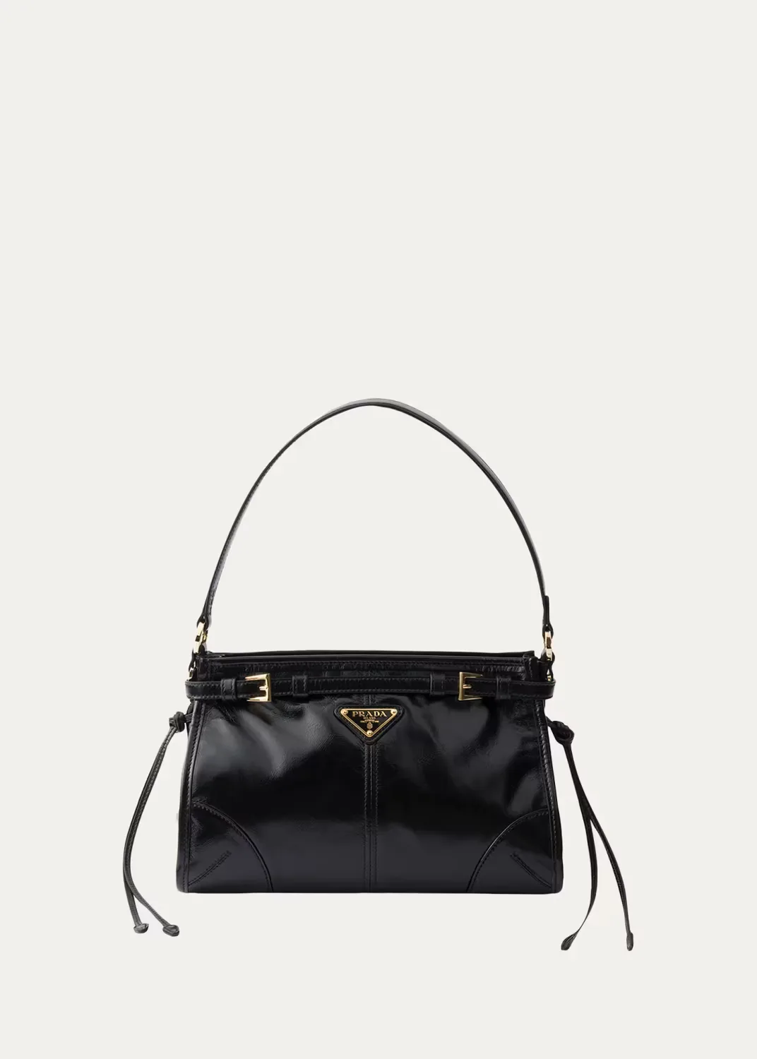 Bonnie Belted Glossy Leather Top-Handle Bag by Prada