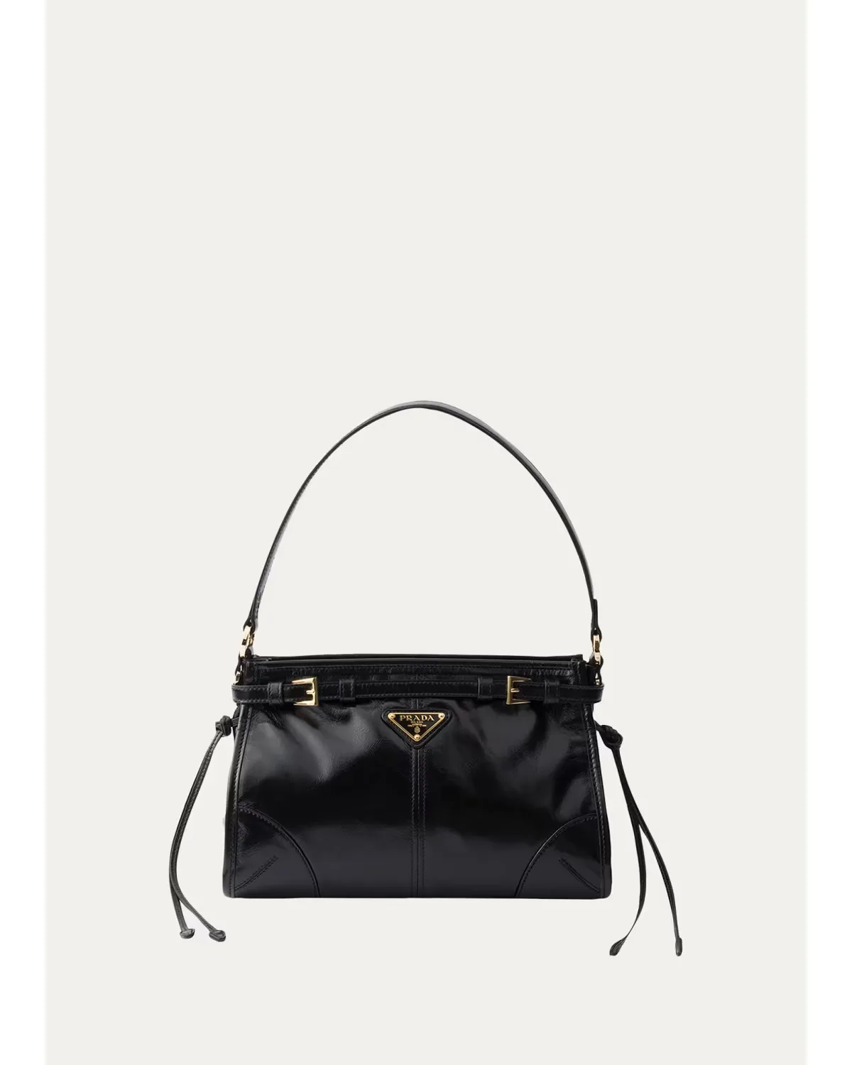 Bonnie Belted Glossy Leather Top-Handle Bag