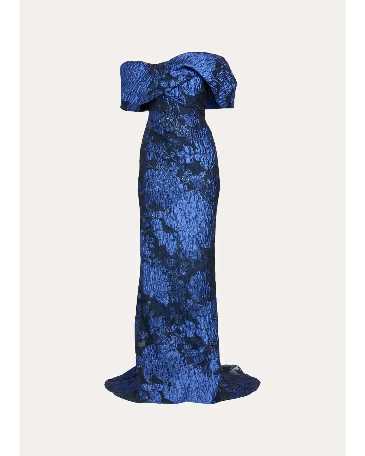 Fil Coupé Off-The-Shoulder Fishtail Train Gown by Pamella Roland