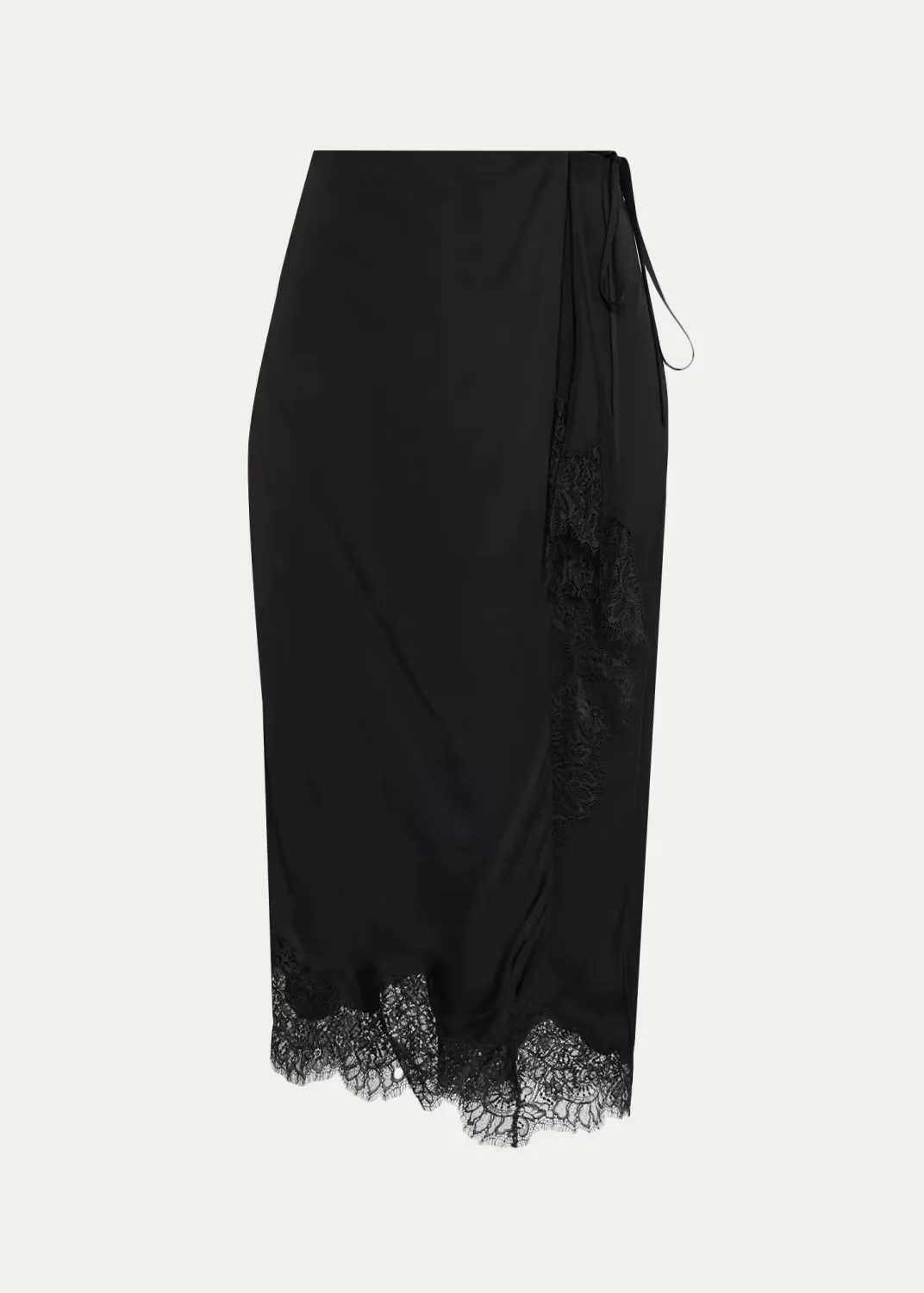 Bree Lace-Trim Satin Midi Skirt