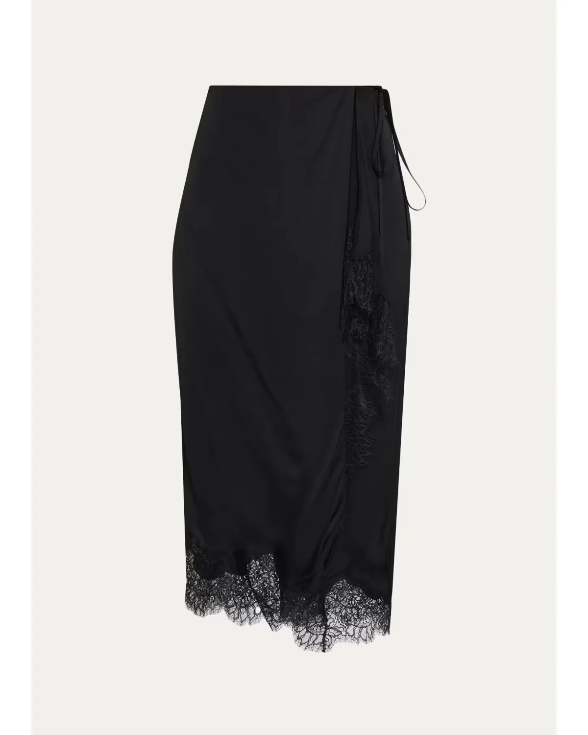 Bree Lace-Trim Satin Midi Skirt by A.L.C.