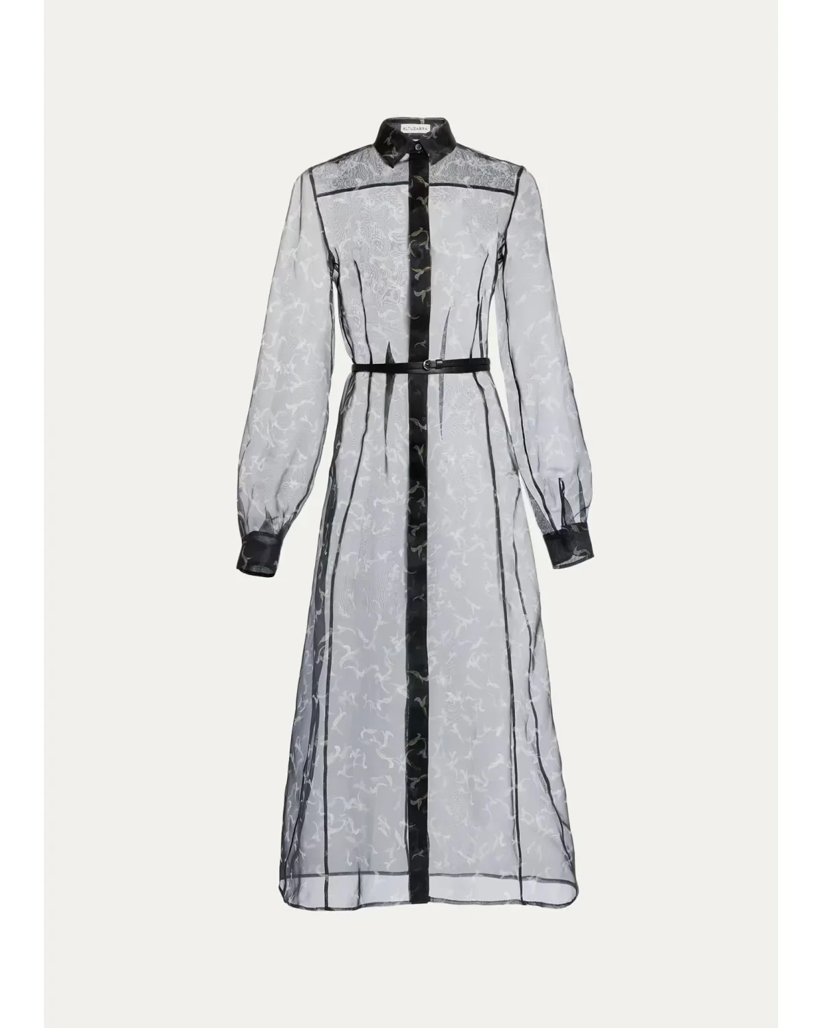 Judina Abstract-Print Silk Organza Belted Midi Shirtdress by Altuzarra