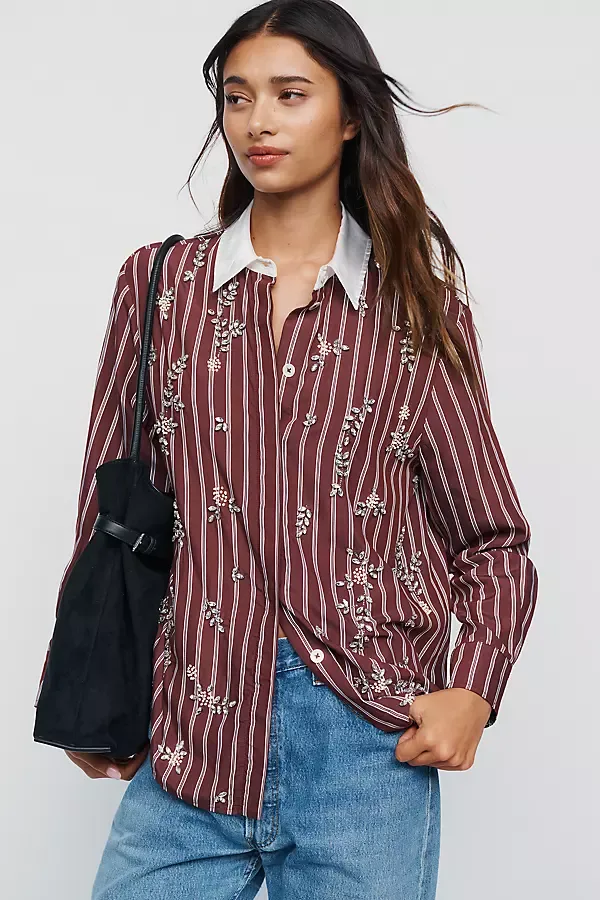 Beaded Buttondown Shirt by Stine Goya