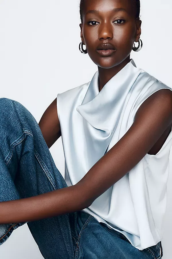 Stretch Silk Cowl Neck Top by Anthropologie