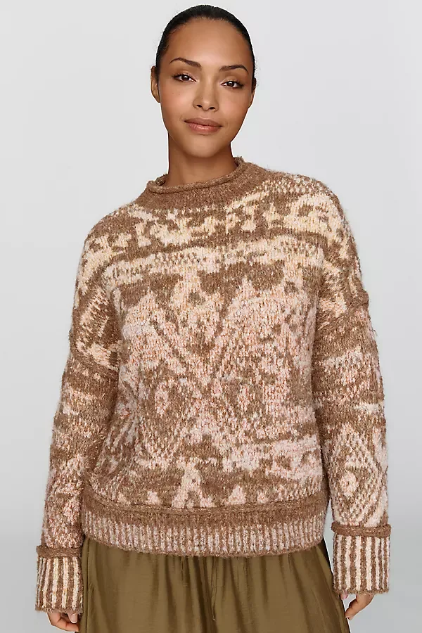 Relaxed Intarsia Jacquard Sweater by Pilcro