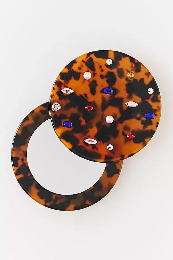 Tortoise Swivel Mirror with Gems by Anthropologie