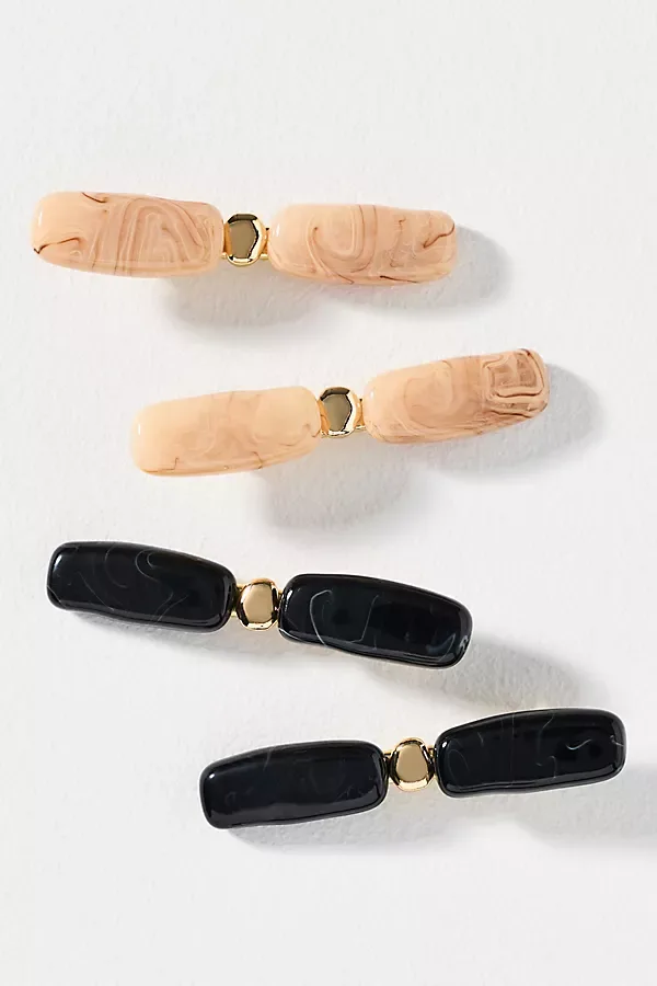 Marble Resin Hair Clips, Set of 4