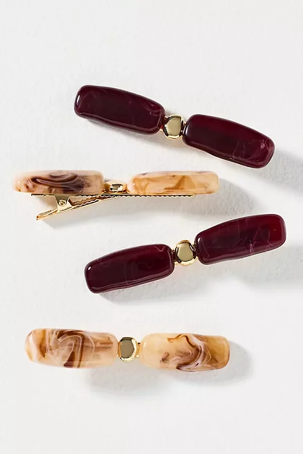 Marble Resin Hair Clips, Set of 4