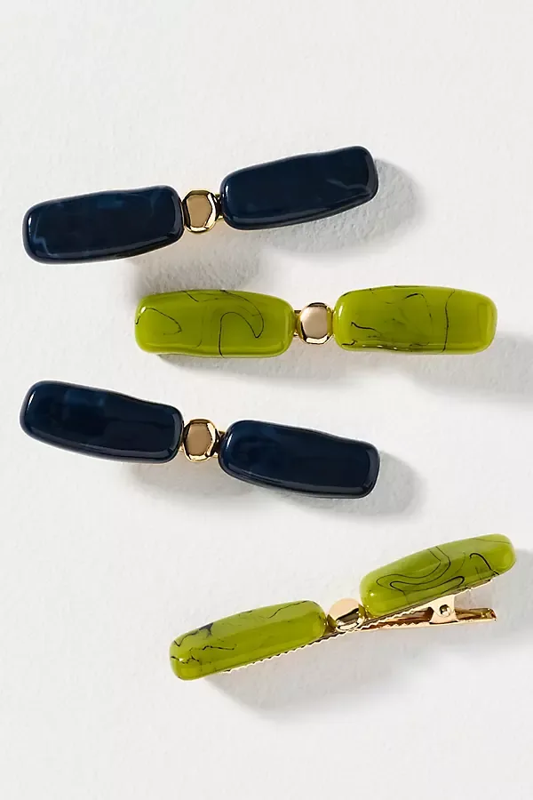 Marble Resin Hair Clips, Set of 4