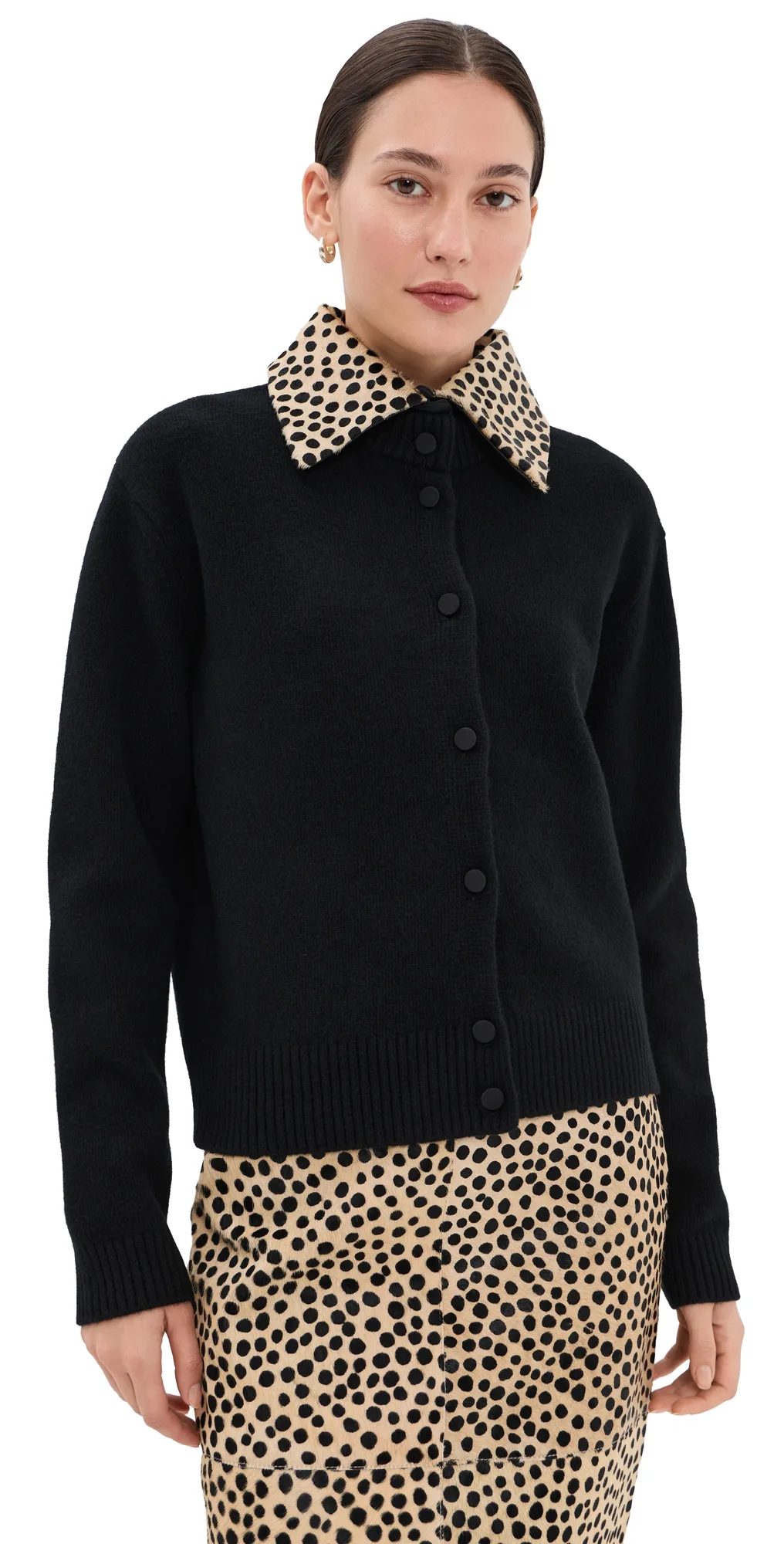Cheetah Collar Cardigan by Rhe
