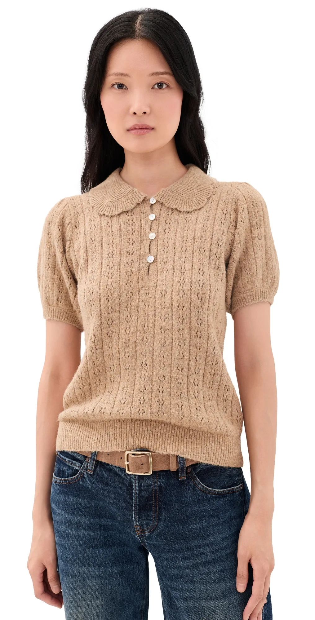 Short Sleeve Pointelle Polo by Marine Layer