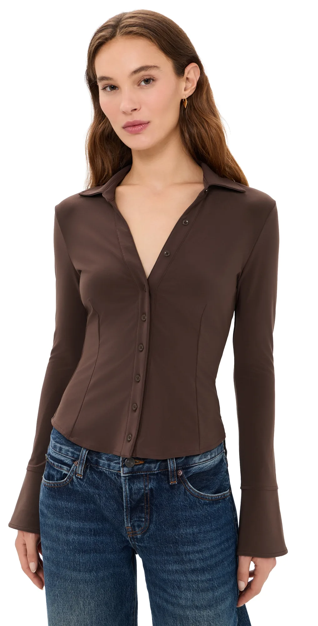 Freya Fitted Nipped Waist Button Down Top