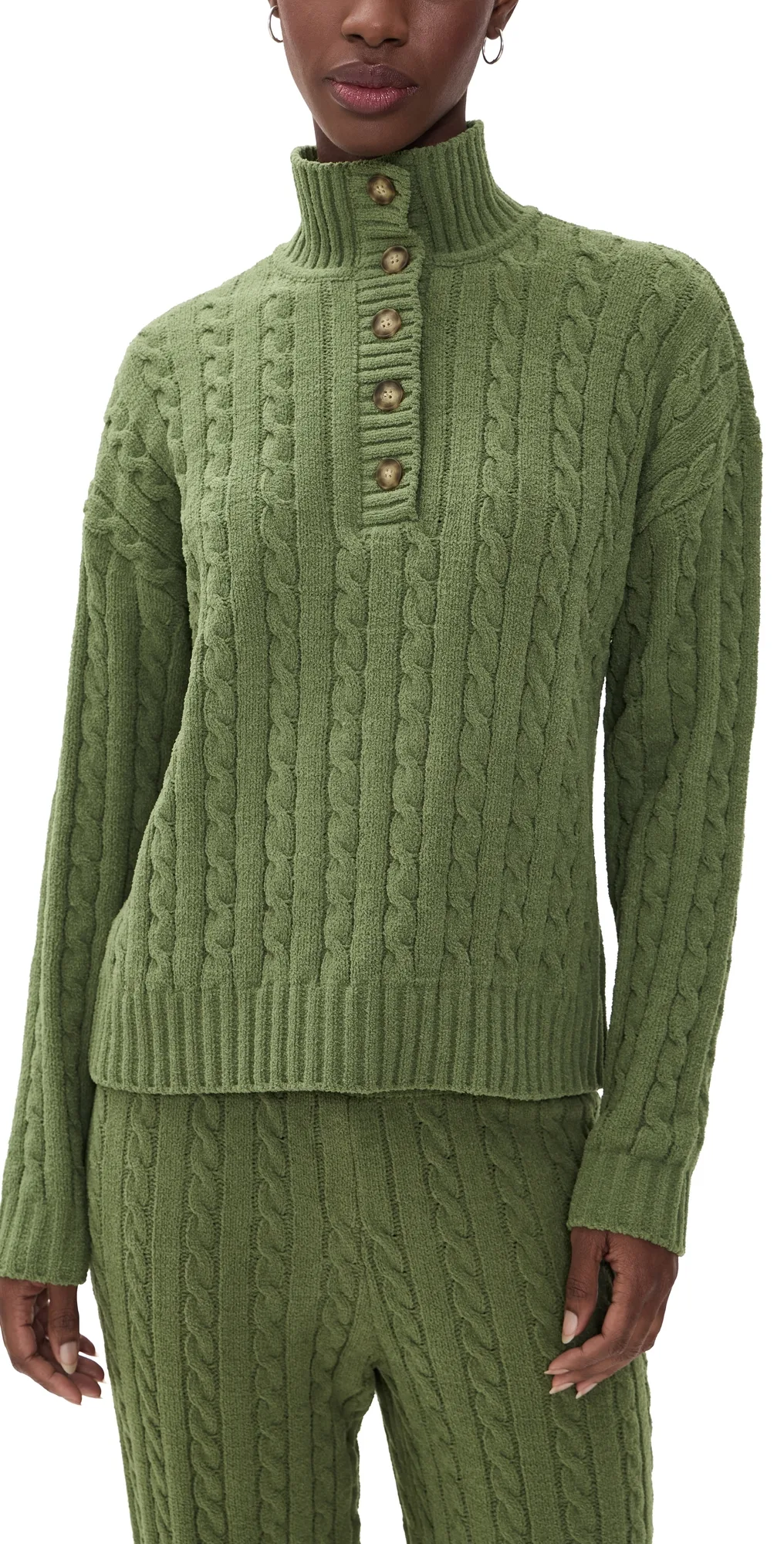 Cozy Chenille Cable Knit Henley by PJ Salvage