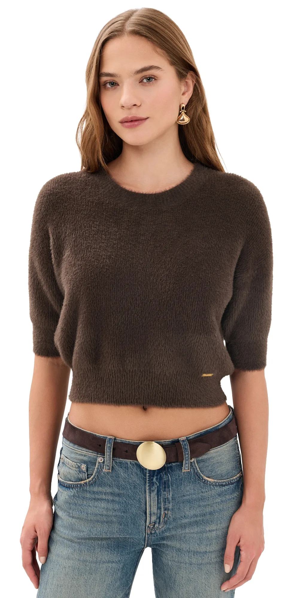 Guinevere Short Sleeve Crop Crew Pullover by L'AGENCE