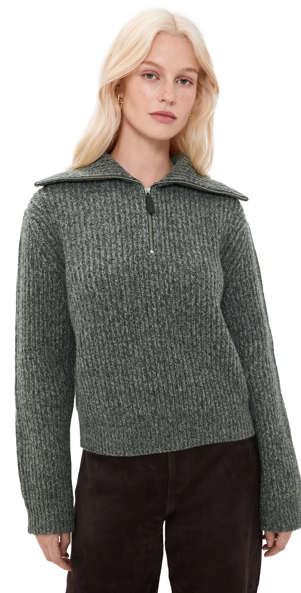 Sailor Collar Half Zip Pullover by Vince