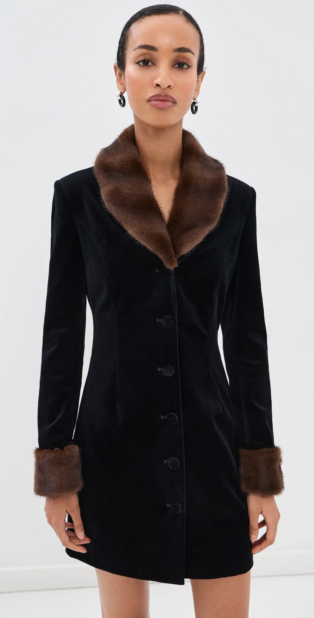 Antoinette Faux Fur Collar Mini Dress by Tanner Fletcher