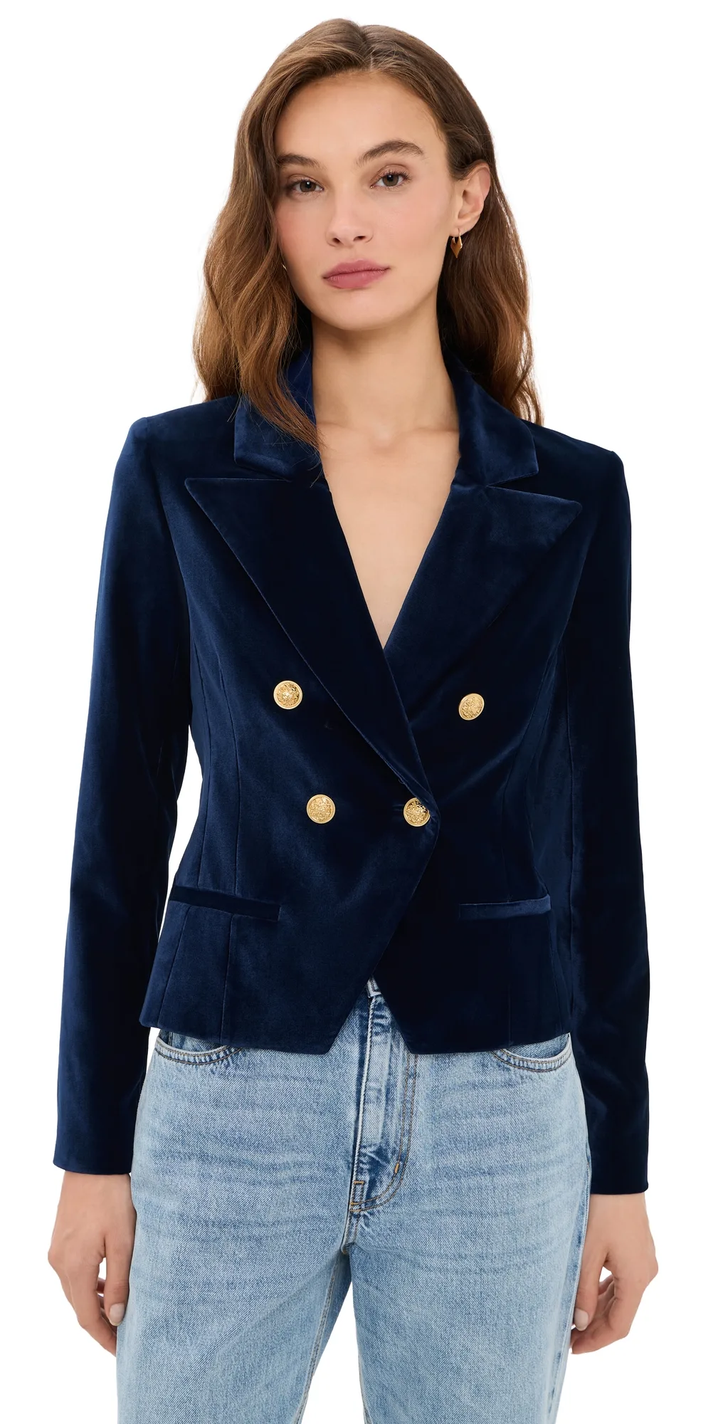 Sable Double Breasted Velvet Cropped Blazer by Alice + Olivia
