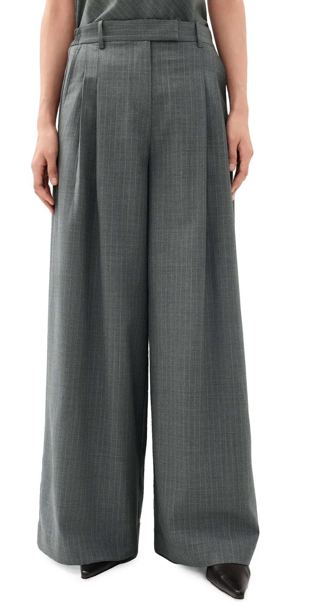 Wide Leg Double Pleat Trousers by Helmut Lang