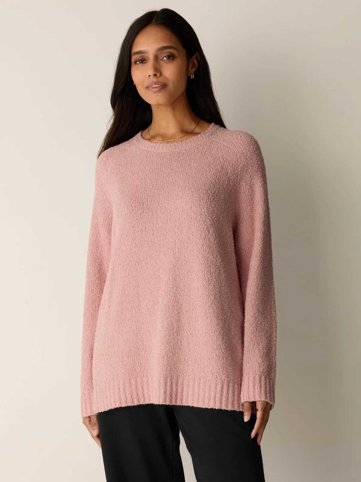 Organic Cotton Fluff Crew Neck Long Top