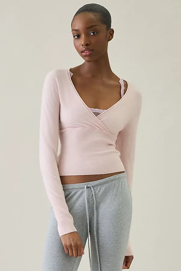 Pretty Sweet Surplice V-Neck Sweater