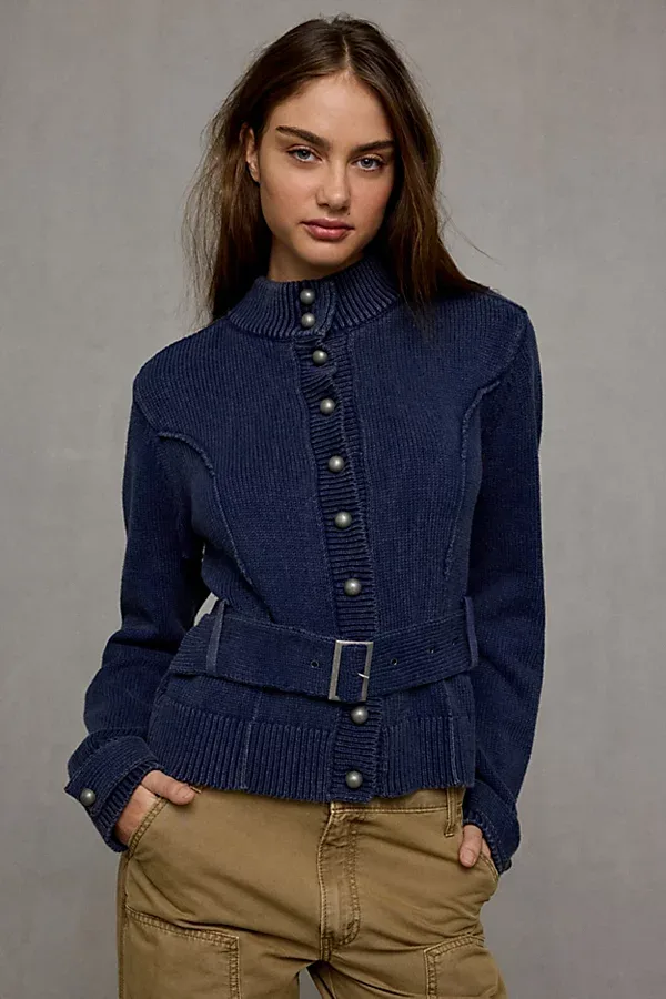 Emmy Ribbed Knit Belted Band Cardigan by BDG