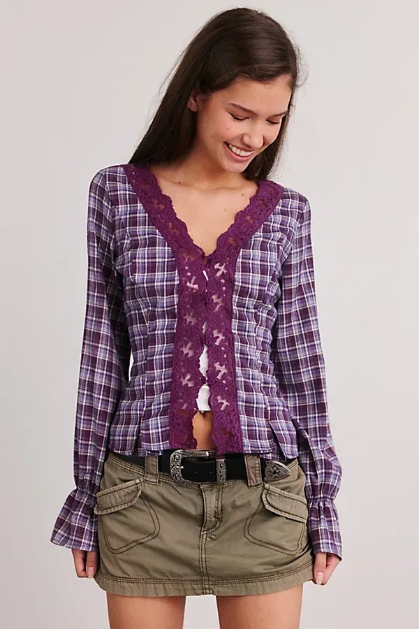 Aurelia Long Sleeve Lace Trim Blouse by Kimchi Blue