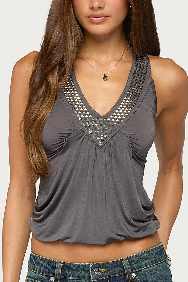 Brise Studded Draped Top by Edikted