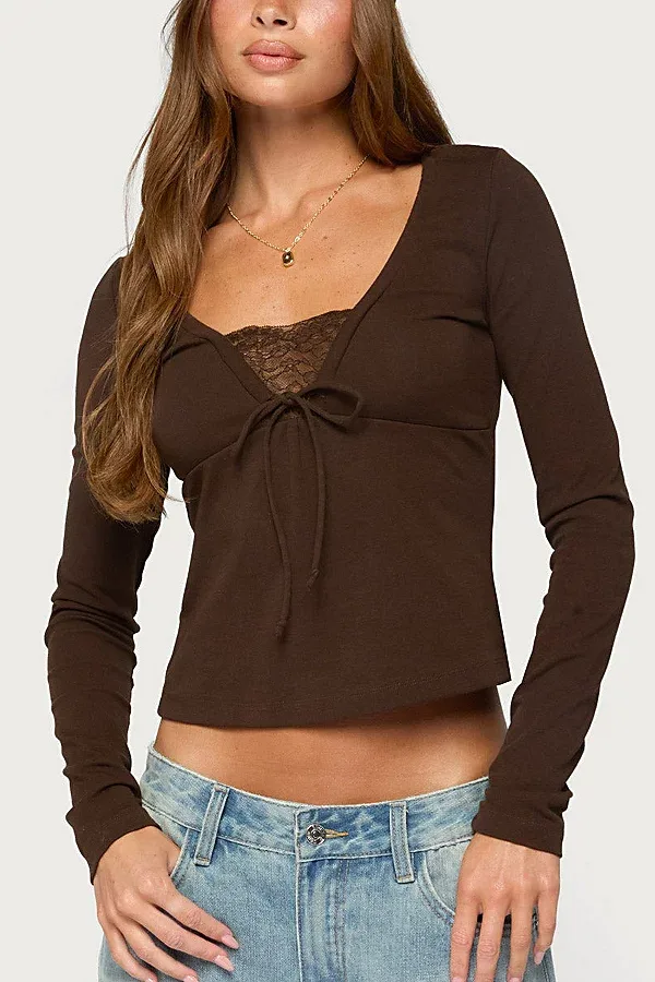 Saela Lacey Long Sleeve Top