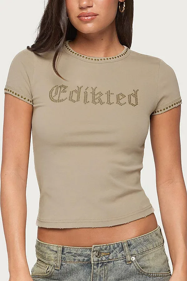 Studded T Shirt Top by Edikted