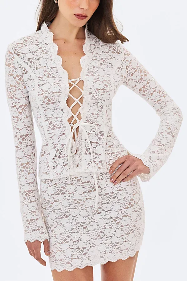 Pyper Brushed Lace Mini Skirt by Miss Circle