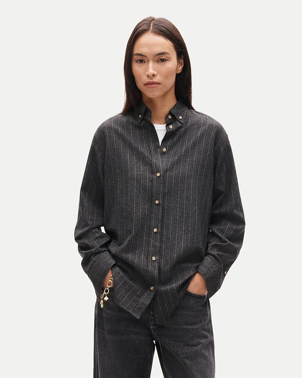 Esme Button-Up Shirt in Italian Wool Blend by J.Crew