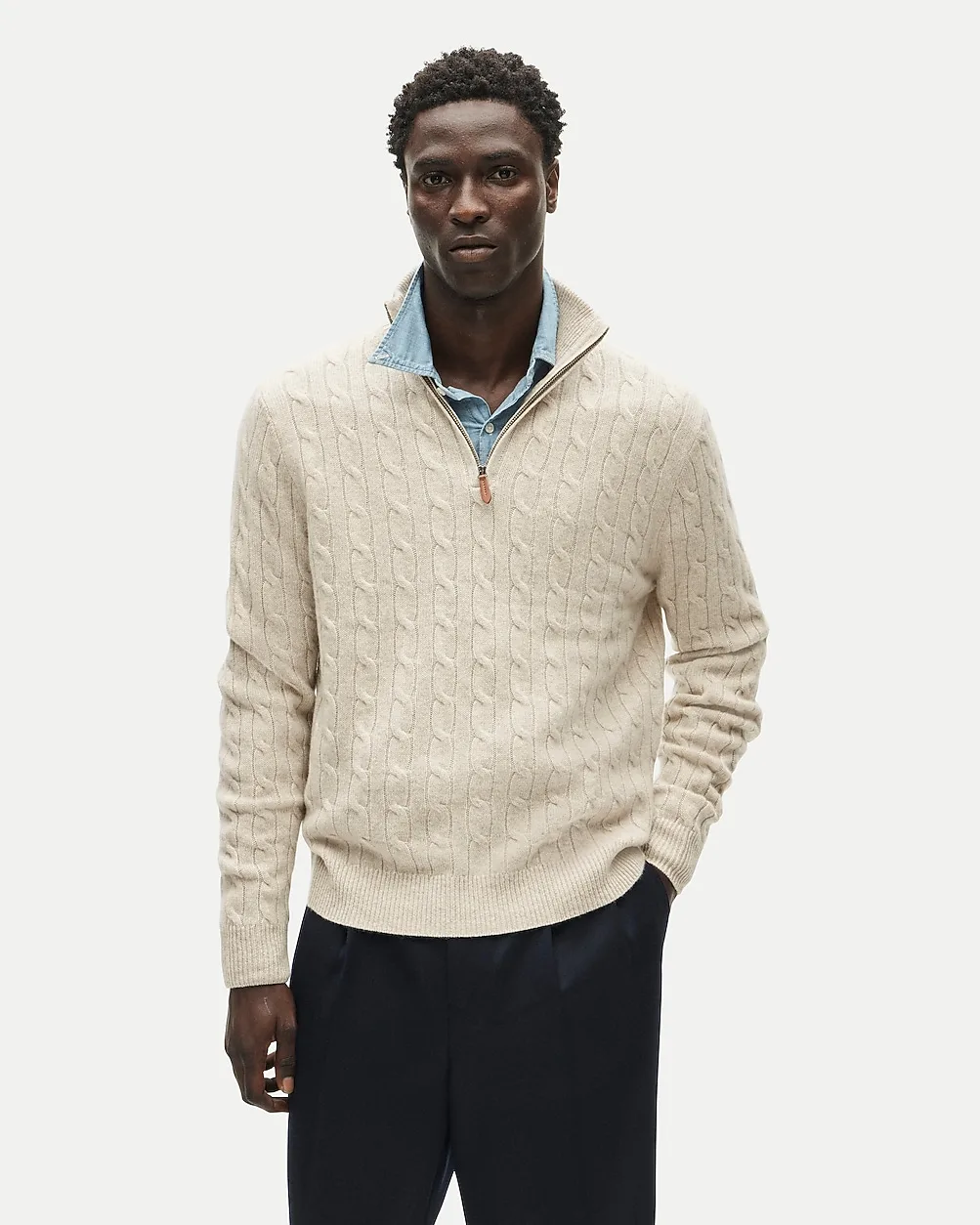 Cashmere Cable-Knit Quarter-Zip Sweater by J.Crew