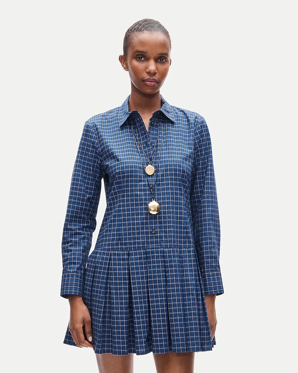 Ophelia Long-Sleeve Dress in Plaid Poplin by J.Crew