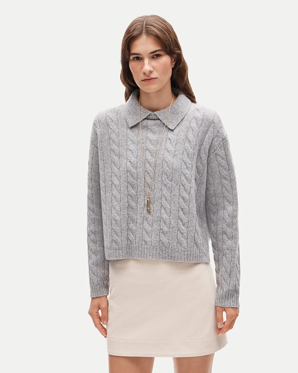 Cable-Knit Sweater-Polo in Vintage Wool by J.Crew