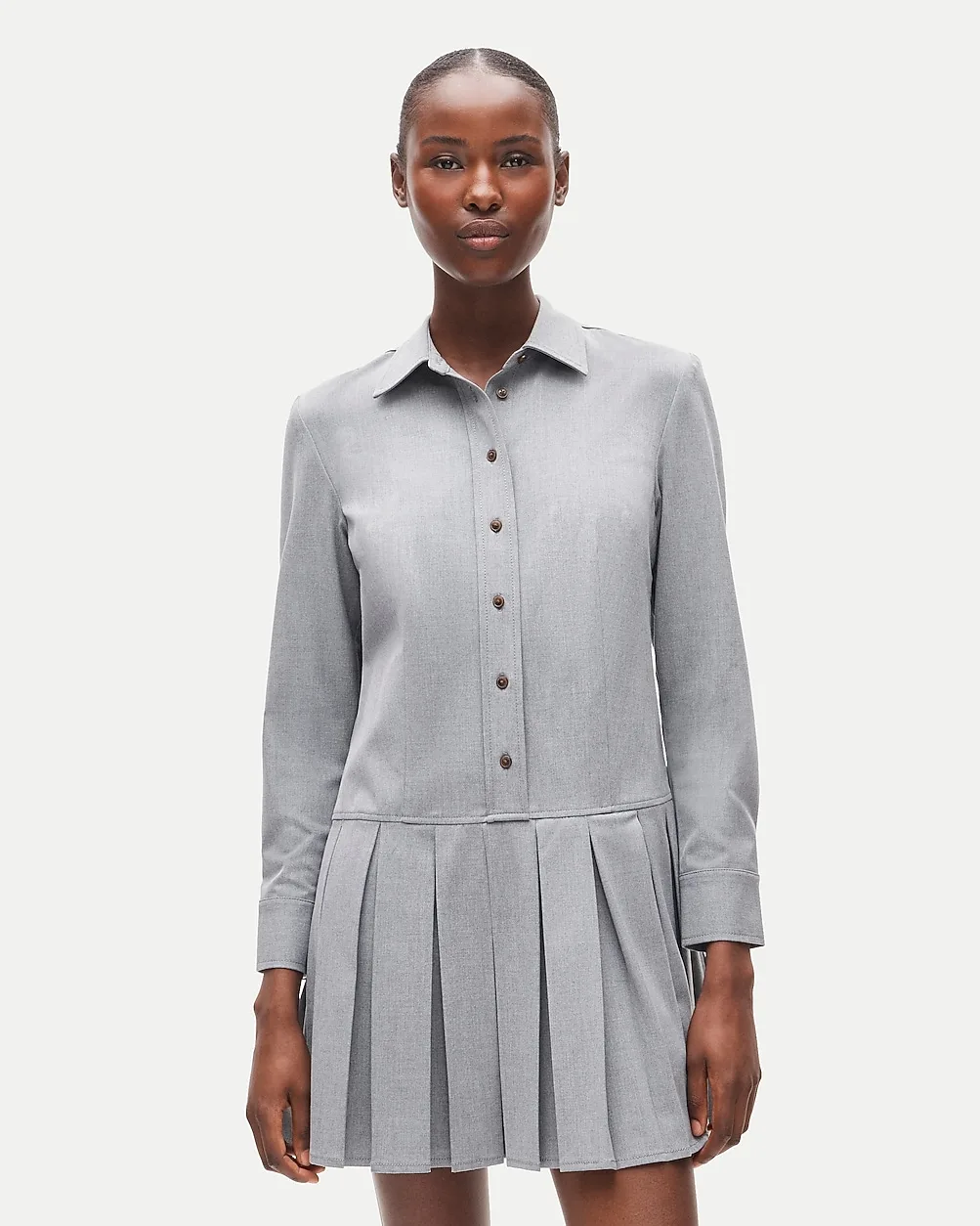 Ophelia Long-Sleeve Shirt-Dress in Gramercy Suiting by J.Crew