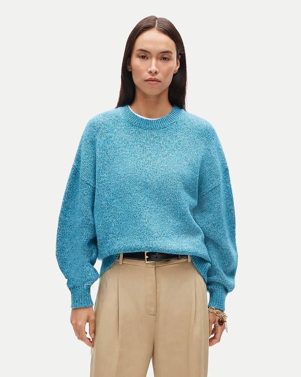 Oversized Crewneck Sweater in Heather Italian Yarn