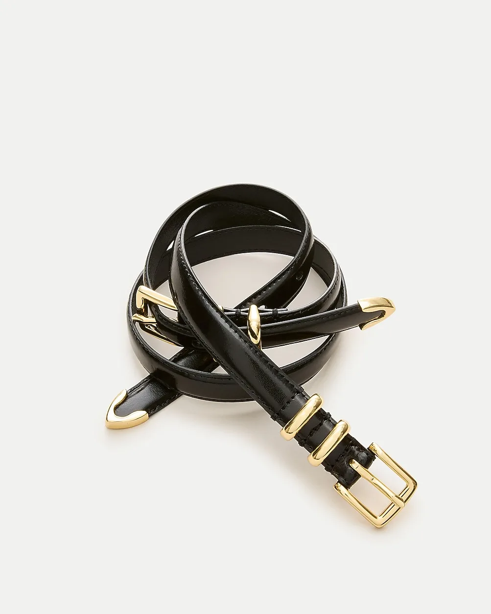 Double-Buckle Belt in Italian Leather by J.Crew