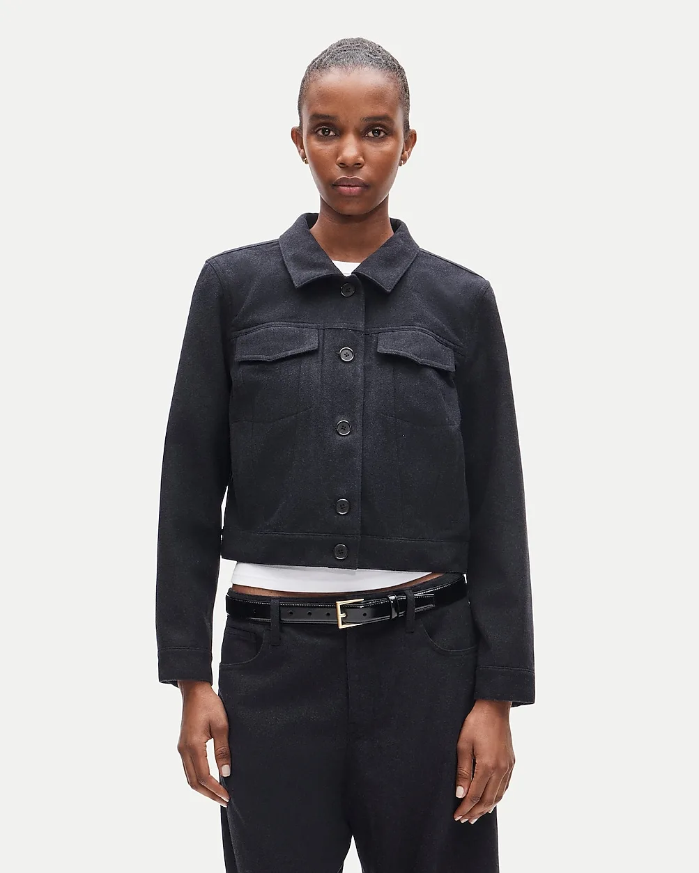 Cropped Jacket in Wool-Blend Flannel by J.Crew