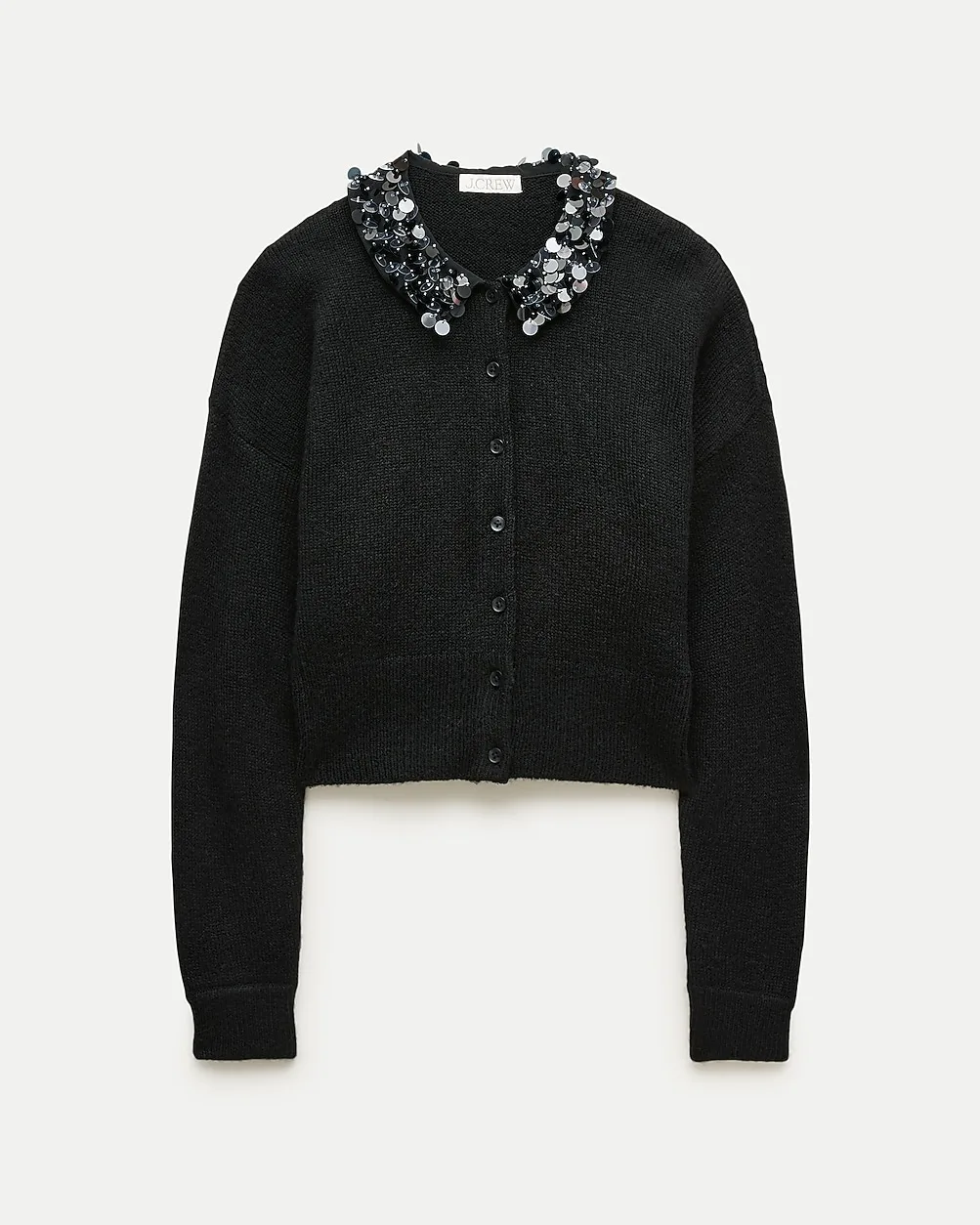 Alpaca-Blend Cardigan with Paillette Collar by J.Crew