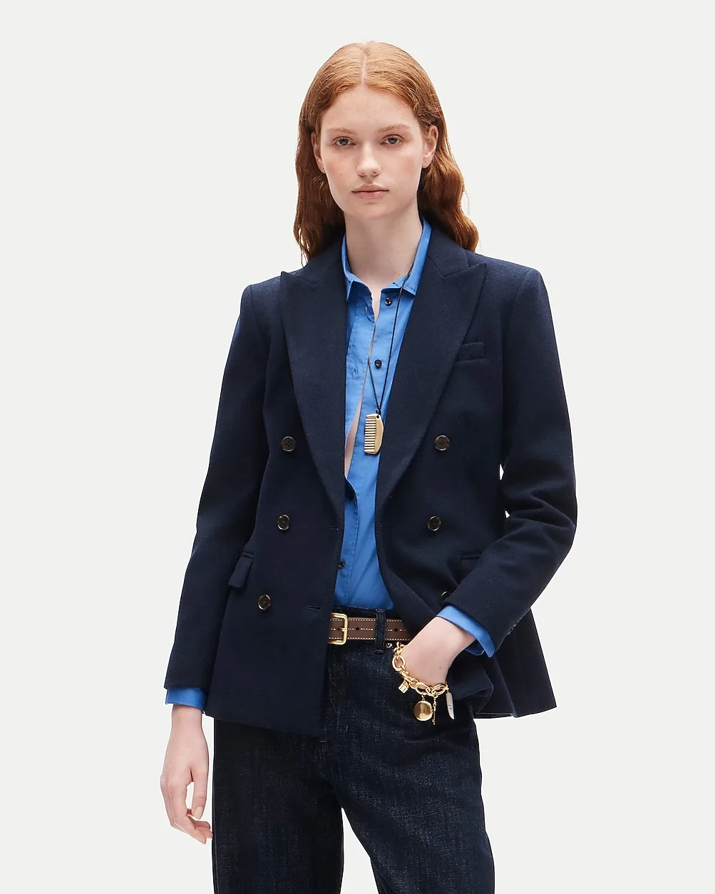 Slim-Fit Double-Breasted Blazer in Wool-Blend Flannel by J.Crew