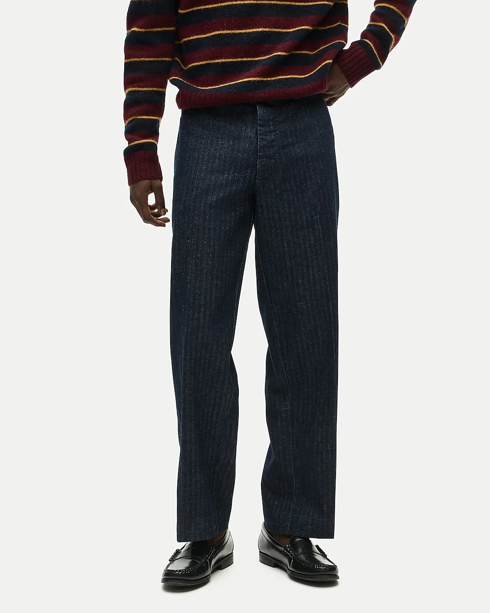 High-Rise Relaxed-Fit Creased Denim Trouser by J.Crew