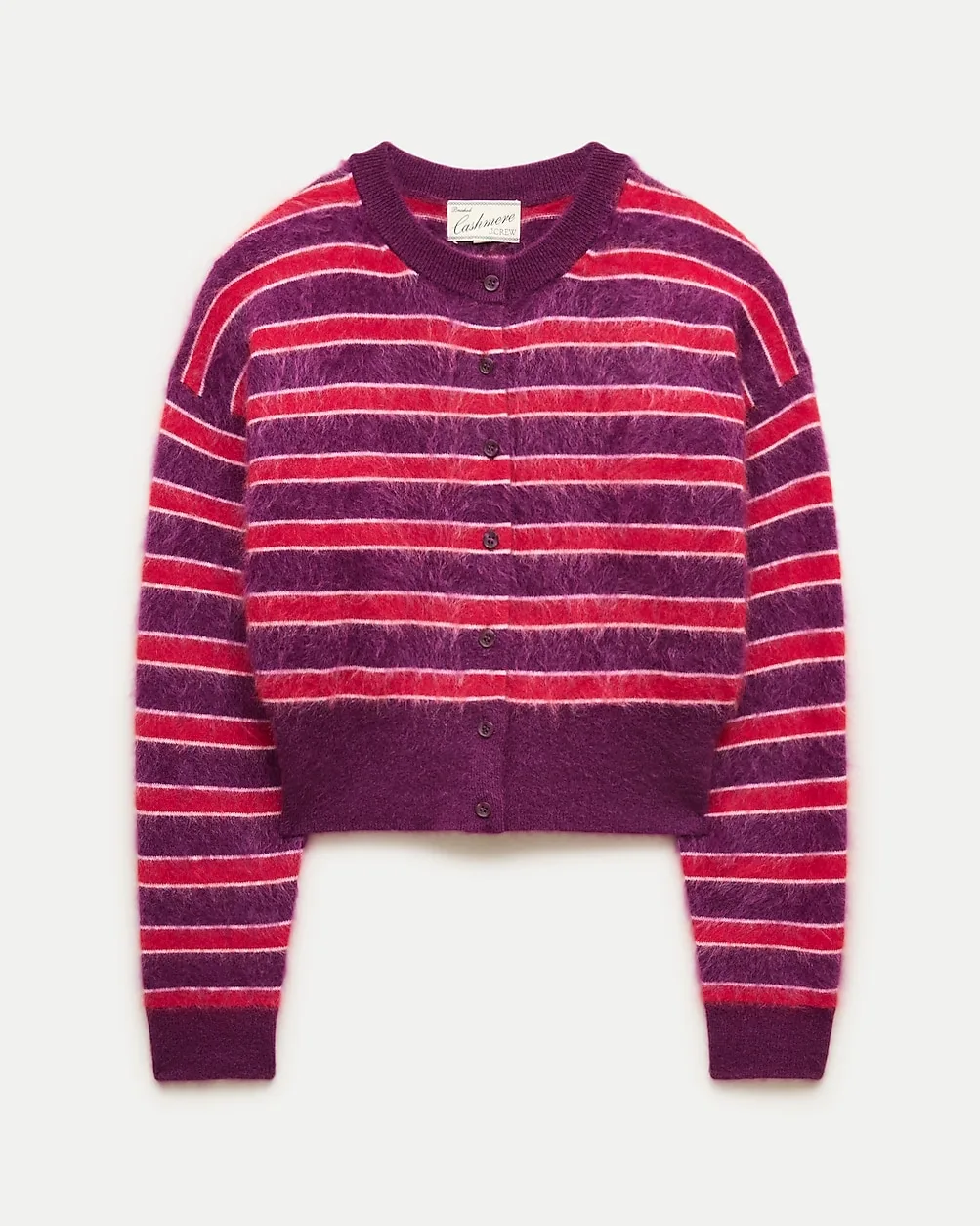 Brushed Cashmere Waisted Cardigan in Stripe by J.Crew
