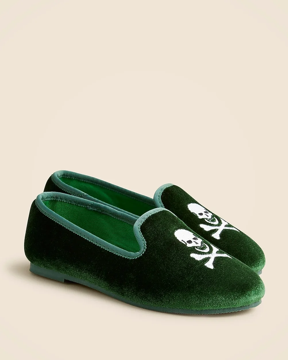 Embroidered-Skull Velvet Slip-On Shoes by J.Crew
