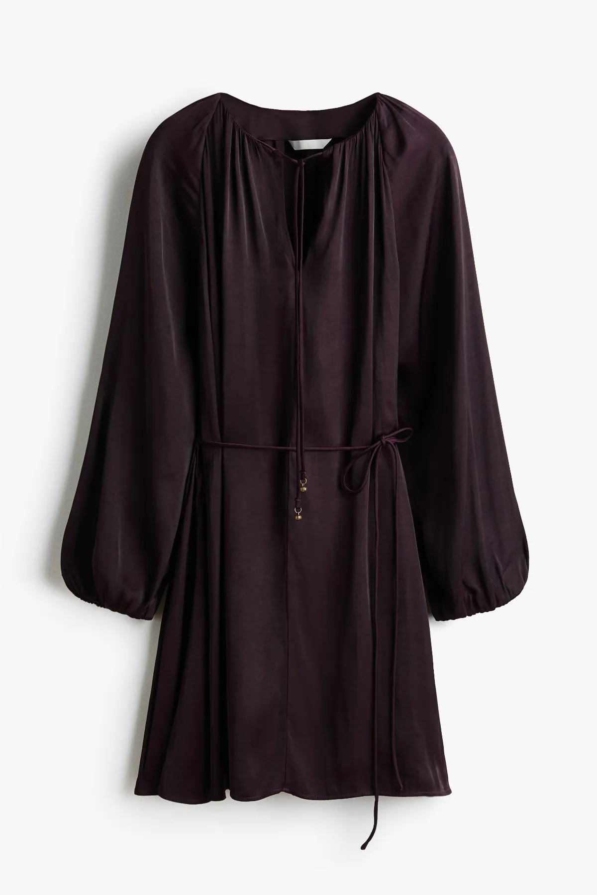 Balloon-Sleeved Tie-Belt Dress by H&M