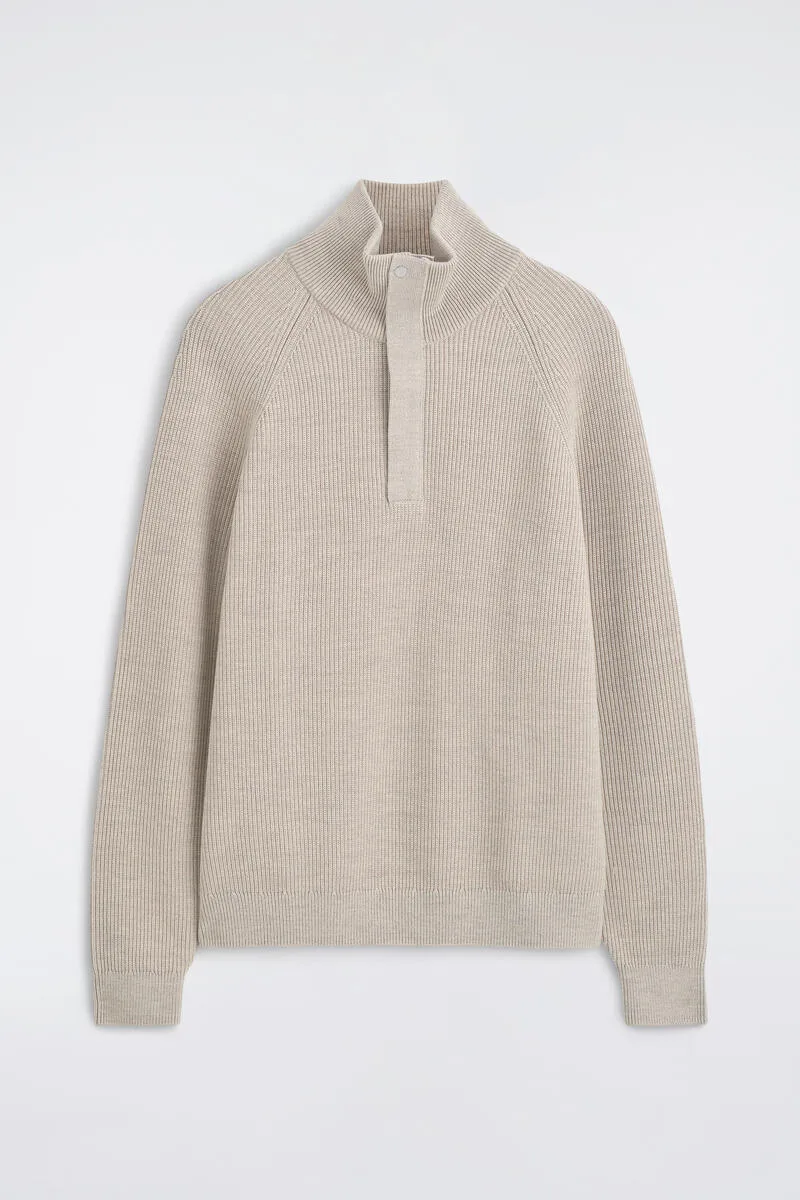 Ribbed Wool Half-Zip Sweater by COS