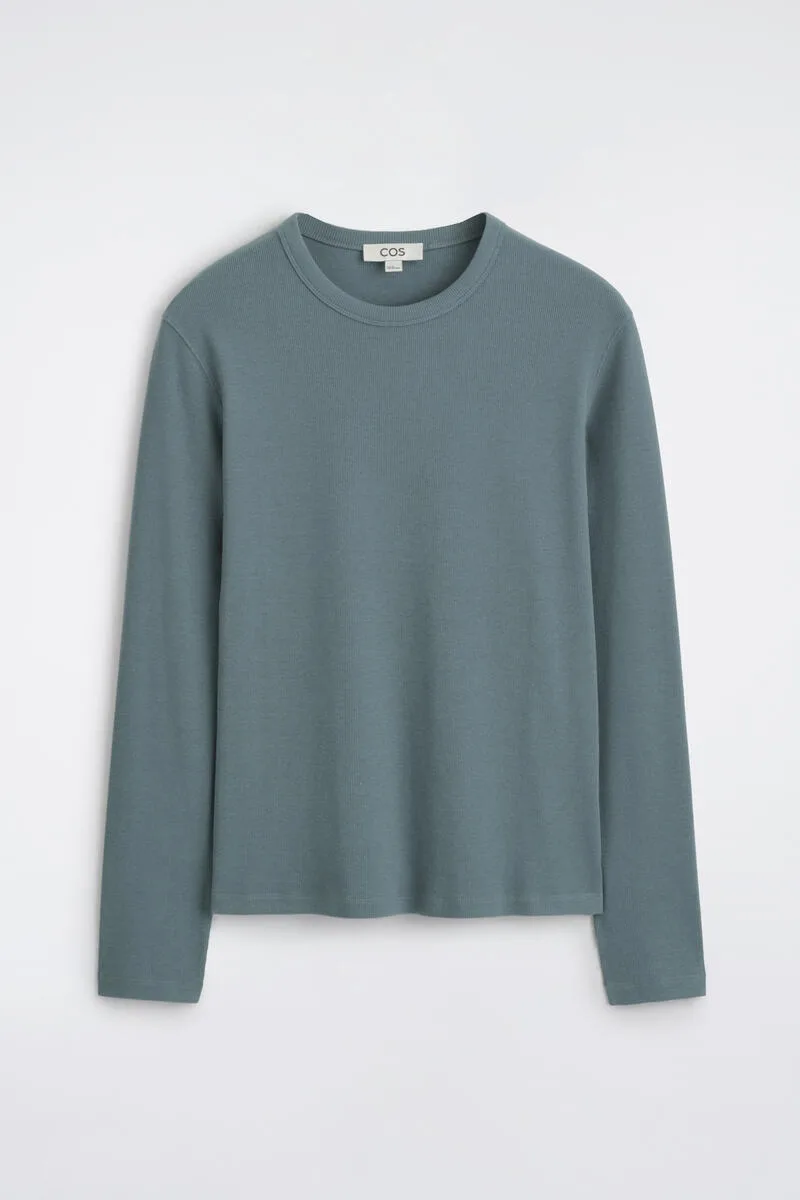 Slim Ribbed Cotton Long-Sleeved T-Shirt by COS