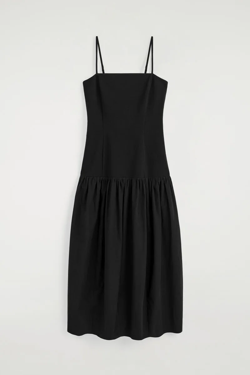 Sculpted Dropped-Waist Midi Dress