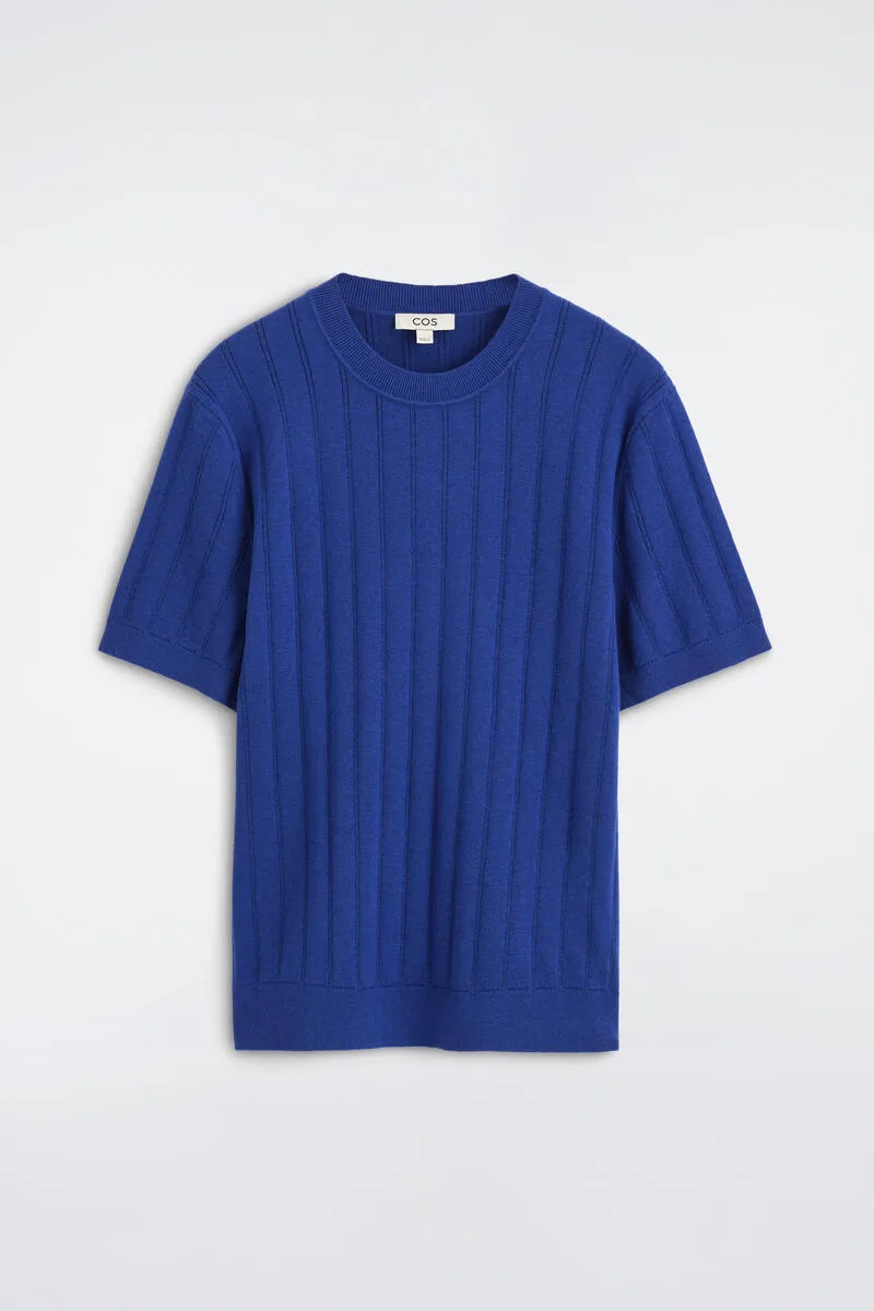 Ribbed Merino Wool-Cotton T-Shirt by COS