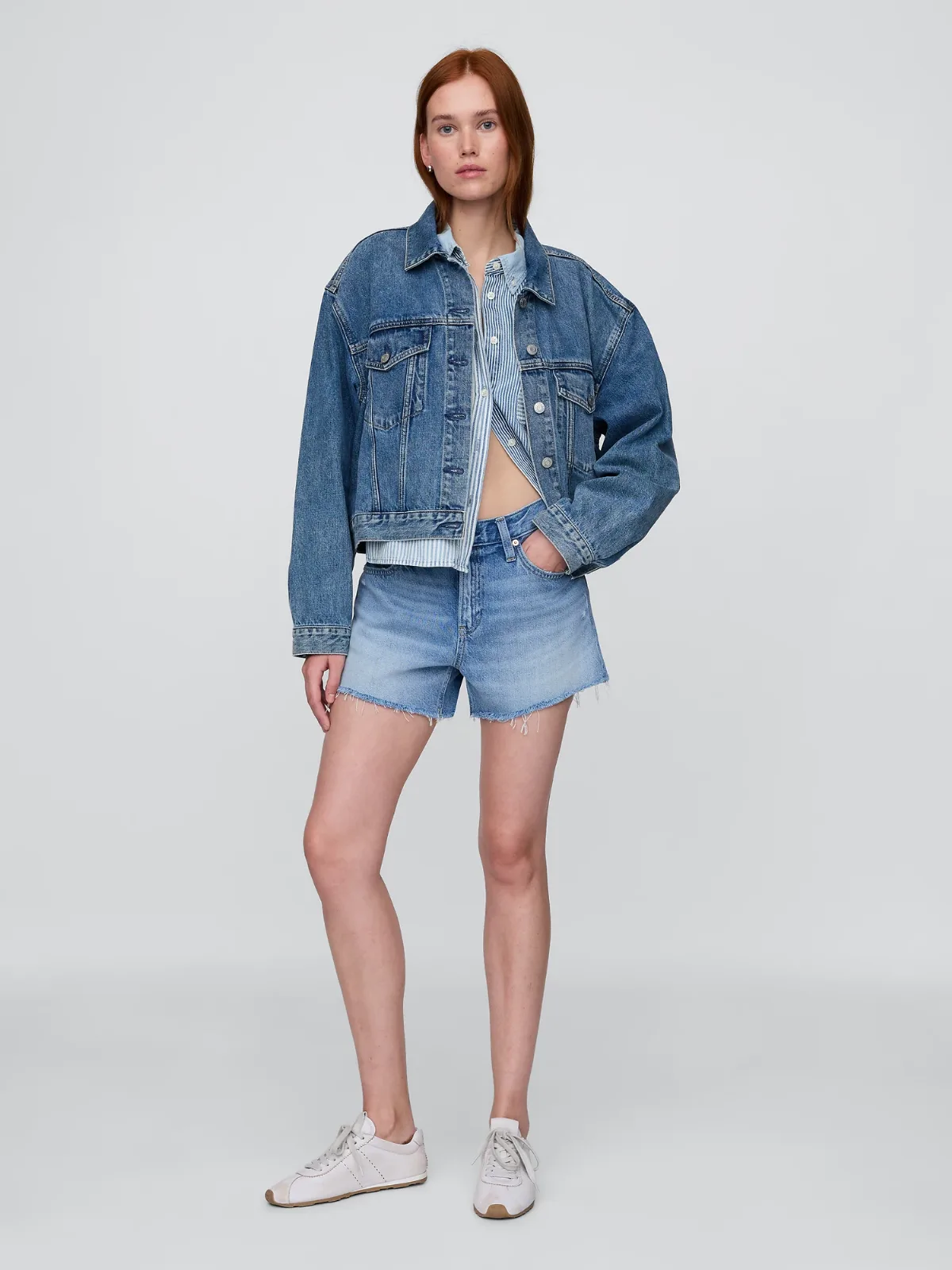 4" Mid Rise UltraSoft Relaxed Cutoff Shorts by Gap
